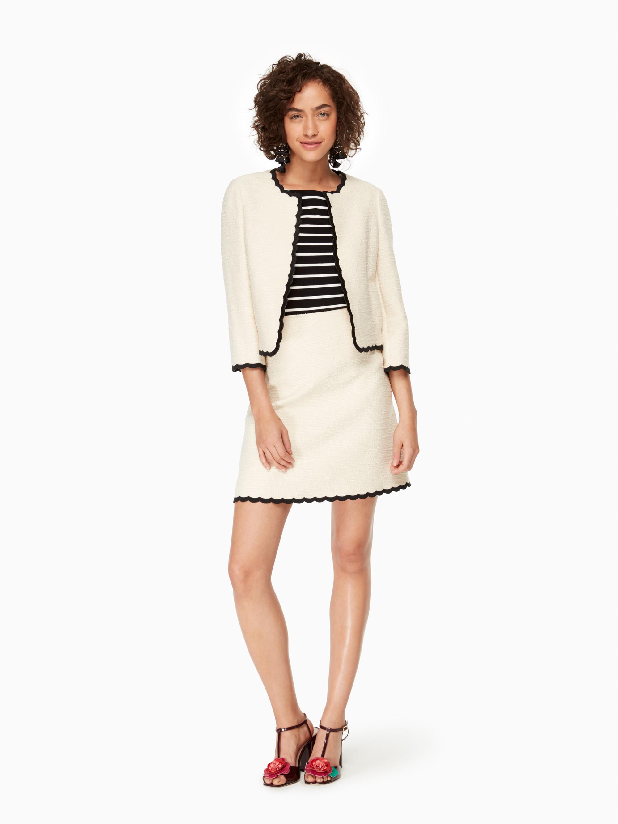 Kate Spade Scallop Tweed Jacket in Natural Lyst